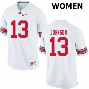 Women's Ohio State Buckeyes #13 Tyreke Johnson White Nike NCAA College Football Jersey Winter KUV8044UR